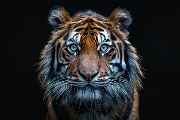 Tiger Portrait with Striking Blue Eyes