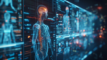 Fototapeta premium medical diagnostic systems using ai to analyze patient data, enhancing precision medicine and early disease detection, improving diagnostic accuracy and driving healthcare innovation