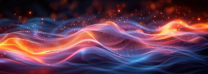 Fototapeta premium Abstract Glowing Waves in Blue and Orange