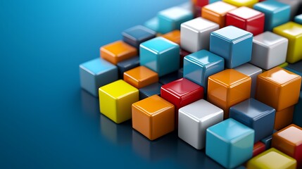 Obraz premium A vivid 3D illustration of SWOT analysis, with colorful blocks representing strengths, weaknesses, opportunities, and threats