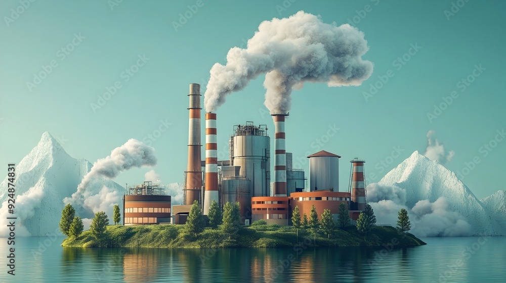 Poster conceptual 3d rendering of carbon reduction strategies and sustainable solutions