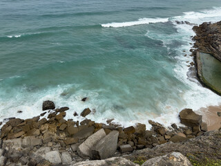Ocean Coastline with Rocky Cliffs
