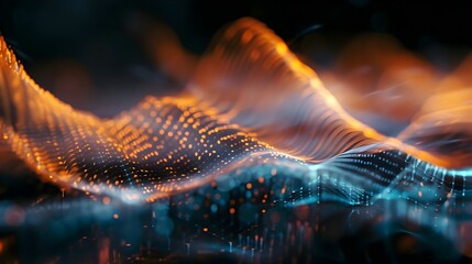 3D indicator of sound speed,  audio waveform signal . Energy of speed and movement of light. Abstract vector futuristic high sound digital technology concept.