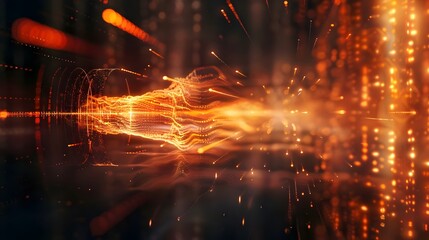 3D indicator of sound speed,  audio waveform signal . Energy of speed and movement of light. Abstract vector futuristic high sound digital technology concept.