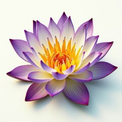 Vibrant lotus flower blooming with yellow and purple petals in a Thai-inspired setting