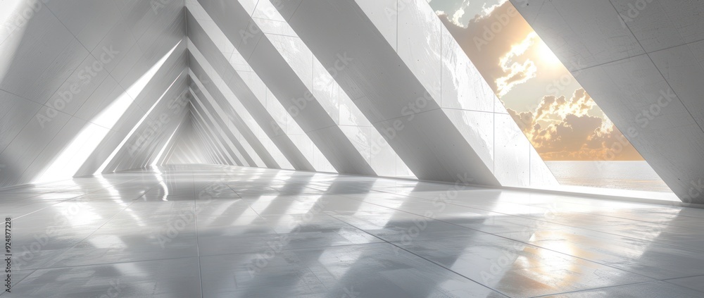 Poster white modern architecture with a view