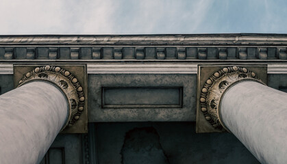 antique columns of an old building