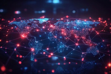 Obraz premium Global Digital Business Network Connection Illustration created with Generative AI