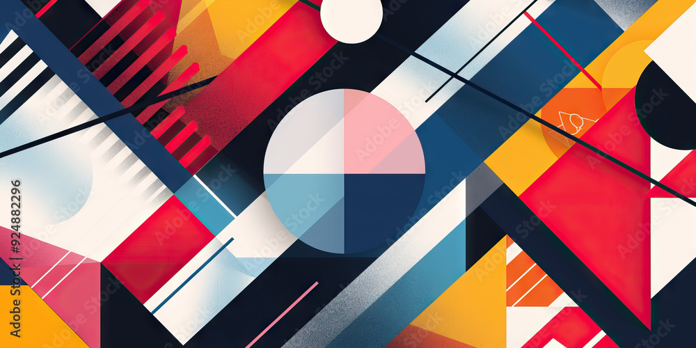 Poster geometric fusion: dynamic shapes and patterns for a modern office - picture bold geometric shapes in