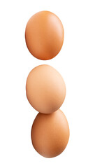 Fresh brown chicken eggs in stack isolated in png file format