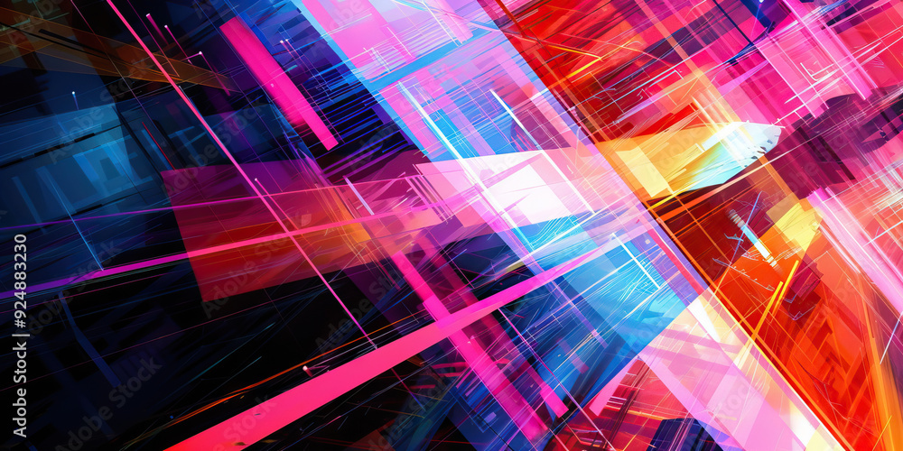 Poster digital abstract art for tech savvy waves of data.