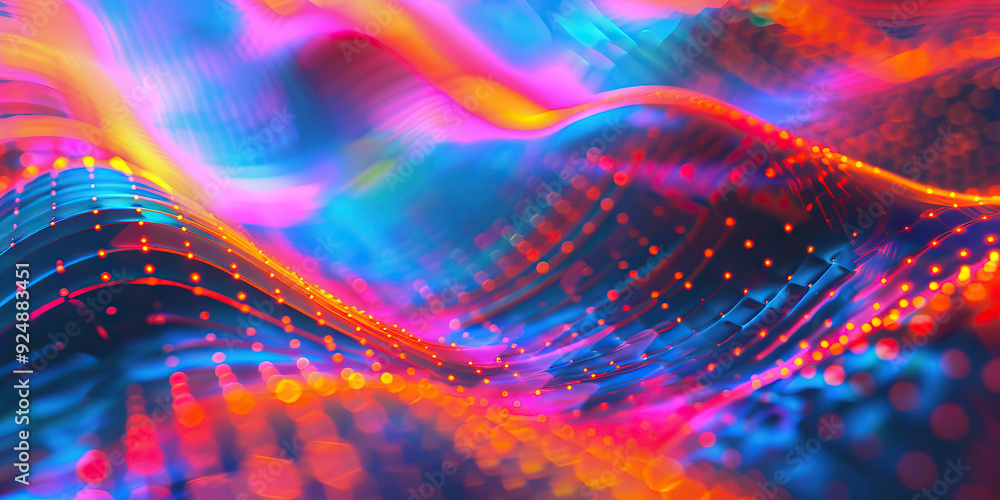 Poster digital abstract art for tech savvy waves of data.