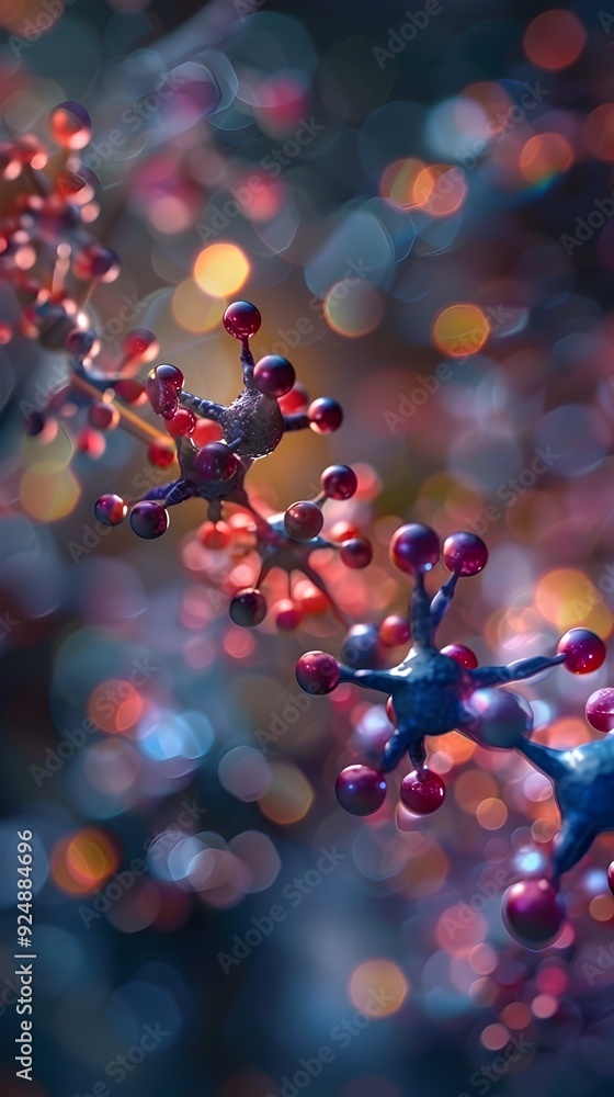 Aufkleber abstract molecule with bokeh background.