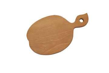 wood cutting board isolated, round wooden board for cutting food isolated on white background.