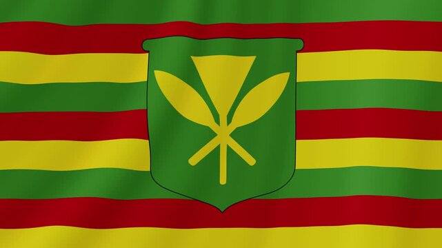 Kanaka Maoli Waving Flag. Realistic Flag Animation. Seamless Loop Background.	
