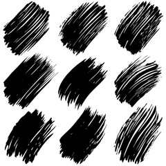 A collection of bold black brush strokes arranged on a white background