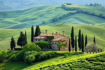 Tuscany, Italy Landscape: Rolling Hills and Farmhouses in the Countryside