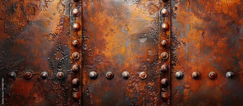 Aufkleber Abstract horizontal seamless background with a rusty corroded barrel texture featuring grunged rust patterns Close up view with copy space image