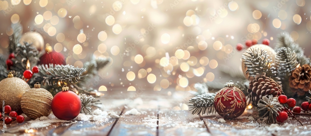 Fototapete festive holiday ornaments adorn the backdrop creating a charming scene with copy space image potenti