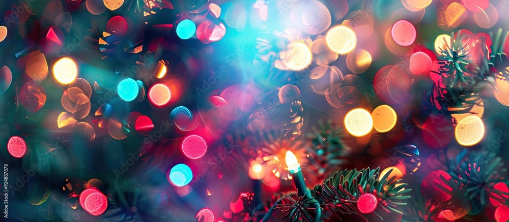 Poster use this blurred christmas light image as a background with copy space