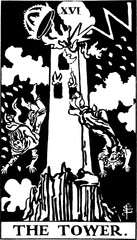 The Tower, an individual major arcana tarot card 