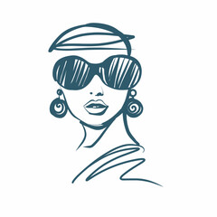 Fototapeta premium Fashion woman face hand drawn illustration.