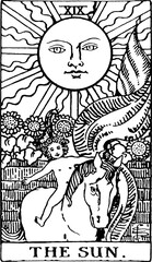 The Sun, an individual major arcana tarot card 
