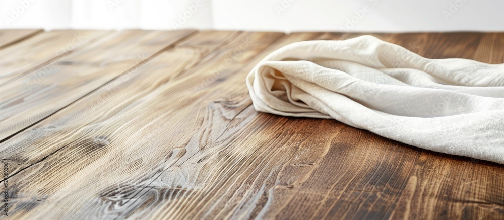 Aufkleber Vintage table corner with napkin or cloth on a white background in a perspective view with a clipping path for copy space image