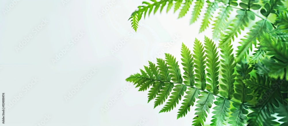 Leinwandbilder macro image of a vibrant fern with flawless leaves against a blank background for copy space image