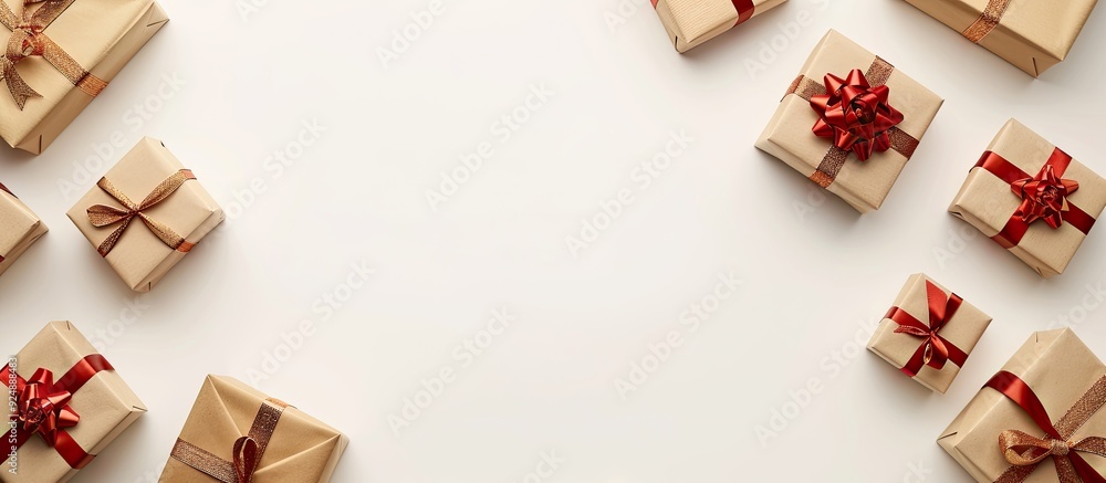 Leinwandbilder there is a top down perspective of present boxes against a white backdrop with ample copy space imag