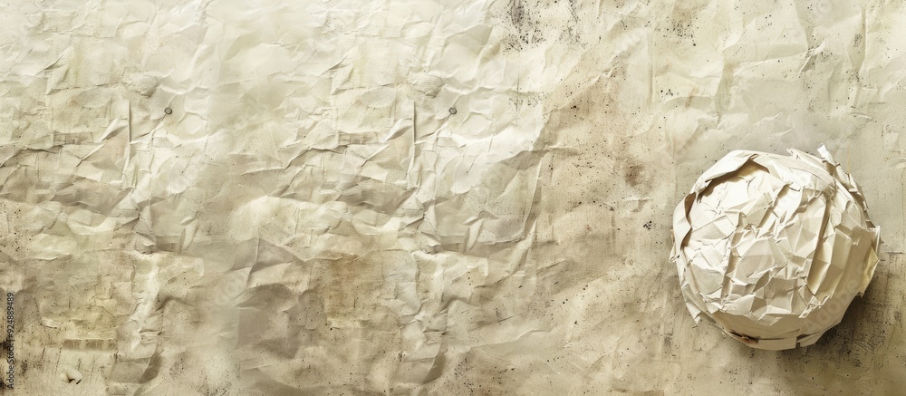 Fototapete recycled texture background featuring a torn and crumpled paper ball with space for inserting images