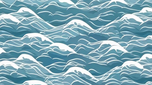 Abstract seamless pattern with Japanese waves, simple vector background.