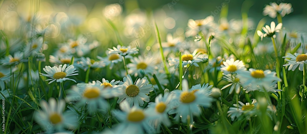 Poster field of daisies with copy space image