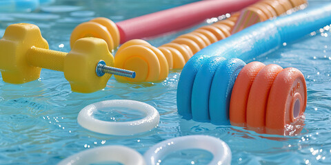 Water Aerobics Set: Stay Fit and Have Fun in the Water - Picture a set that includes water dumbbells, noodles, and resistance bands, perfect for those looking to stay active with water aerobics