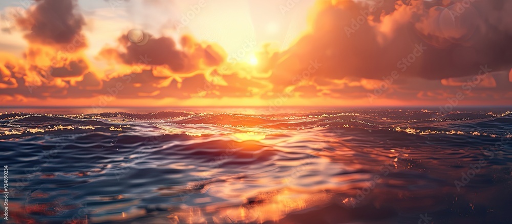 Aufkleber sunset over the sea with a fuzzy background and room for a copy space image