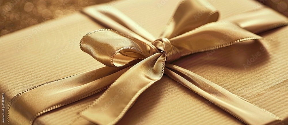 Poster An image showing a detailed view of a ribbon on a gift box providing a blank area for text. Creative banner. Copyspace image