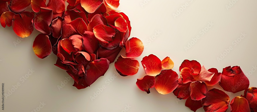 Poster a heart shaped design crafted from rose petals creating a message ready copy space image