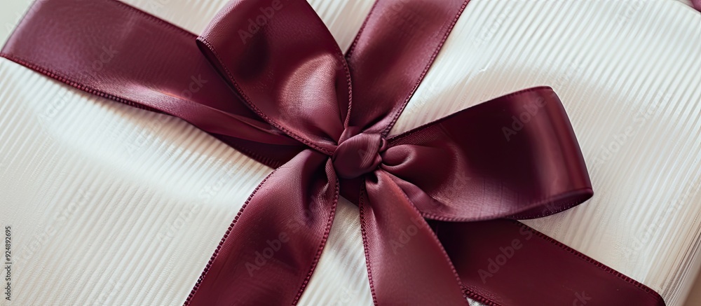 Poster An image showing a detailed view of a ribbon on a gift box providing a blank area for text. Creative banner. Copyspace image