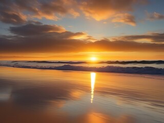 Obraz premium An image of a serene golden beach scene at sunset