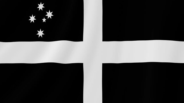 Australian Cornish Heritage Waving Flag. Realistic Flag Animation. Seamless Loop Background.	
