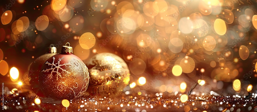 Poster festive christmas ornaments illuminated with twinkling lights suitable for a copy space image