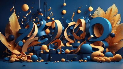 3d render of an background with the shells year 2024 new 