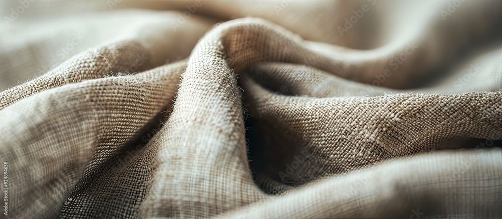 Fototapete Background with shallow depth of field featuring a natural linen fabric bend with copy space image