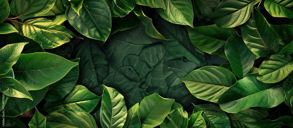 Aufkleber nature themed creative concept idea layout featuring leaves surrounding a blank copy space image
