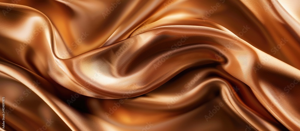 Poster sleek brown satin silk fabric with elegant waves abstract backdrop design with copy space image incl
