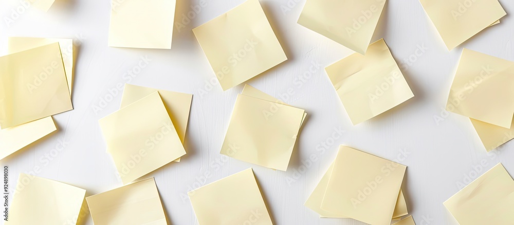 Aufkleber White background with blank adhesive notes and a slight shadow for a copy space image