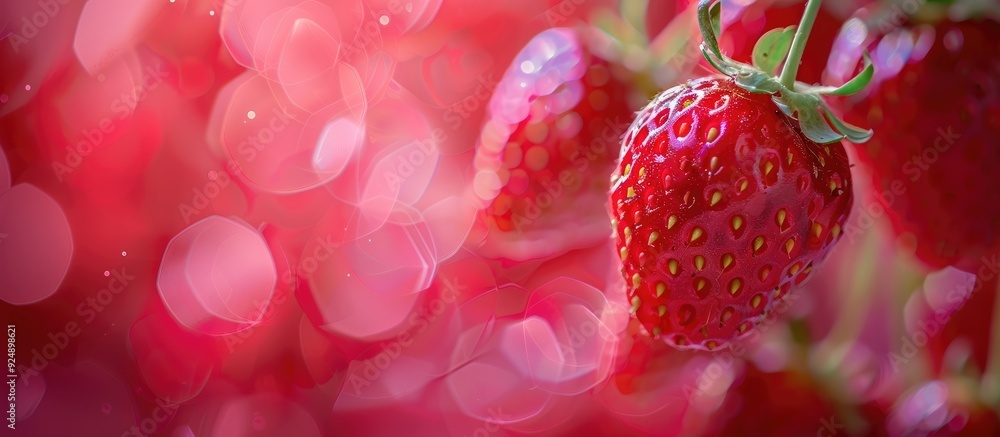 Poster vibrant fresh strawberries in bright red hues with selective focus and shallow depth of field image 