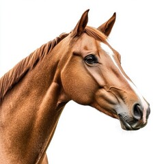 Fototapeta premium Isolated horse face shot on white background, transparent cutout