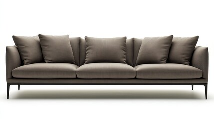 Obraz premium A modern living room interior concept with a beige sofa and cozy pillows. Isolated on a transparent background