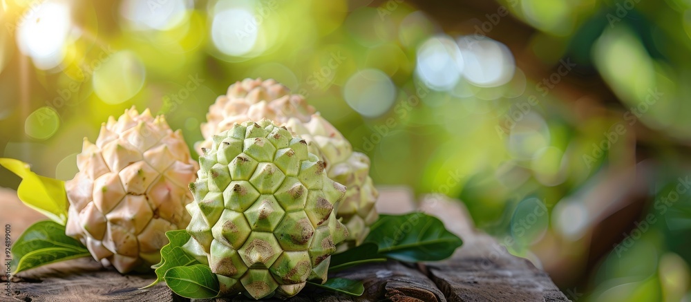 Poster sugar apple also known as sweetsop is the fruit of the annona squamosa tree captured in a photo with